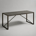 Tavolo da pranzo rettangolare in pietra sinterizzata effetto marmo e acciaio nero 200 x 90 x 75 cm