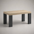 Tavolo da pranzo rettangolare in MDF effetto rovere naturale con gambe nere 220x100x75 cm