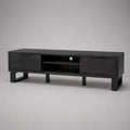 Mobile TV basso rettangolare in MDF nero con ante e vano aperto 180 x 40 x 45 cm