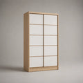 Armadio con 2 ante scorrevoli in MDF effetto rovere e bianco struttura rettangolare 120x60x200 cm