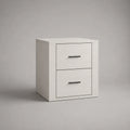 Comodino con 2 cassetti in MDF bianco con maniglie nere 50 x 40 x 45 cm