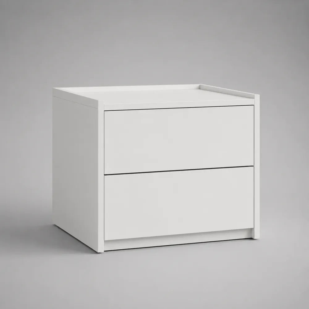 Comodino con 2 cassetti struttura in MDF bianco design rettangolare 60x40x45 cm